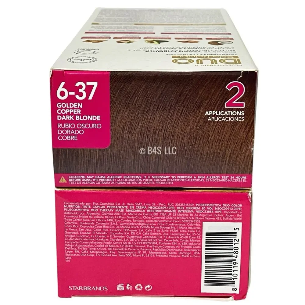 PlusCosmetica DUO Hair Dye 6-37 Dark Blonde Color, 2 Pack , Exp 12/25-12/27
